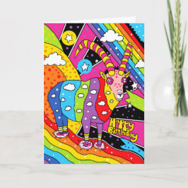 Rainbow Goat Birthday Kort
