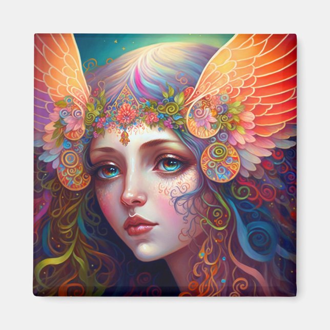 Rainbow Goddes Fantasy Art Magnet (Framsidan)