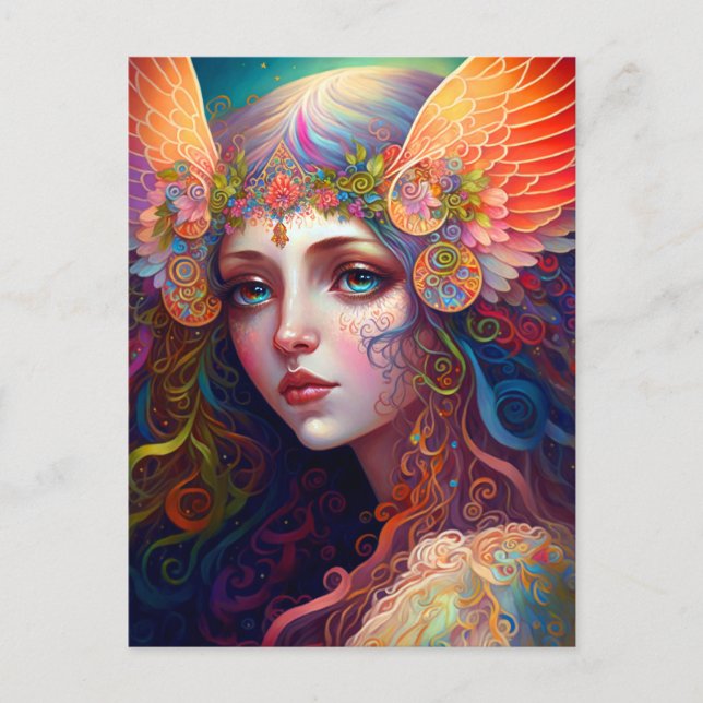 Rainbow Goddes Fantasy Art Postcard Vykort (Framsida)