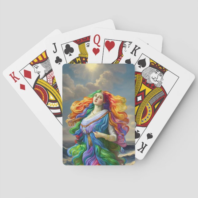 Rainbow Goddess digitala målning originalkonstverk Casinokort (Baksidan)