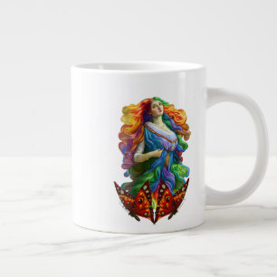 Rainbow Goddess digitala målning originalkonstverk Jumbo Mugg