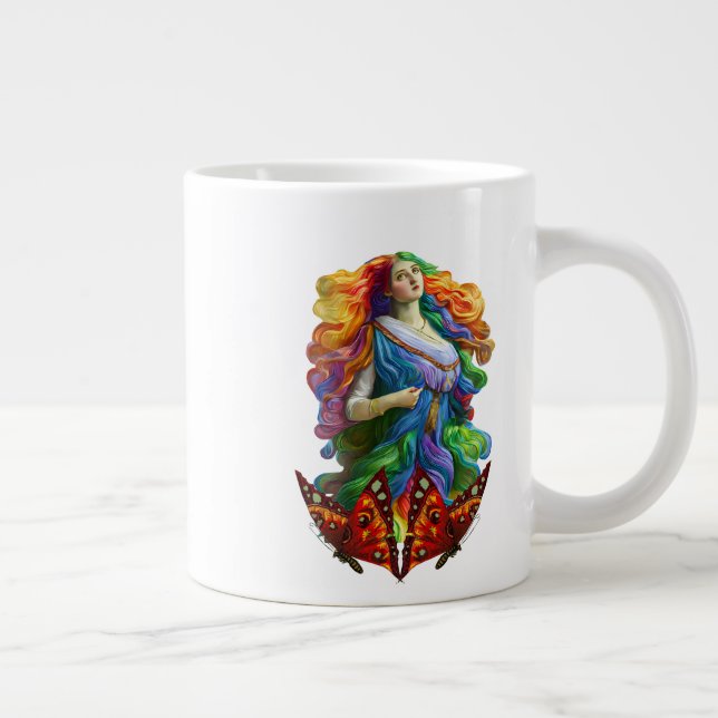 Rainbow Goddess digitala målning originalkonstverk Jumbo Mugg (Höger)