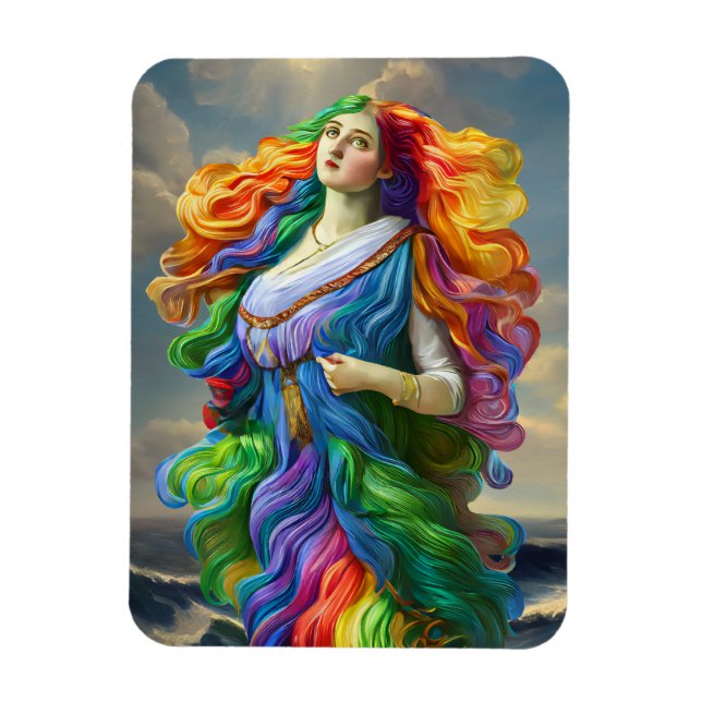 Rainbow Goddess digitala målning originalkonstverk Magnet (Vertikal)