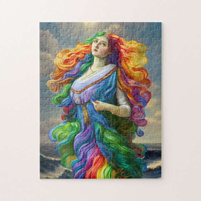 Rainbow Goddess digitala målning originalkonstverk Pussel (Vertikal)