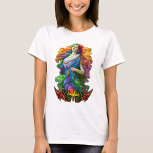Rainbow Goddess digitala målning originalkonstverk T Shirt