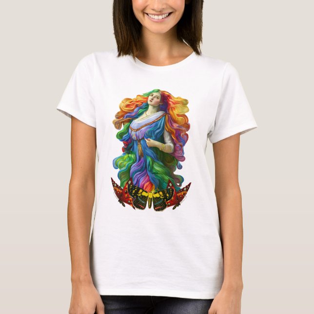 Rainbow Goddess digitala målning originalkonstverk T Shirt (Framsida)