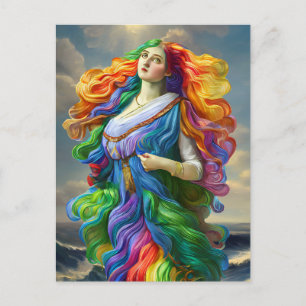 Rainbow Goddess digitala målning originalkonstverk Vykort