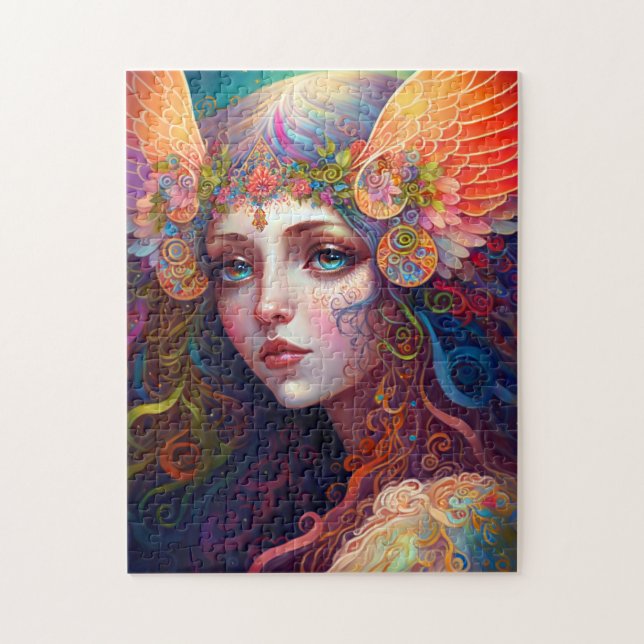 Rainbow Goddess Fantasy Art Jigszle Puzzle Pussel (Vertikal)
