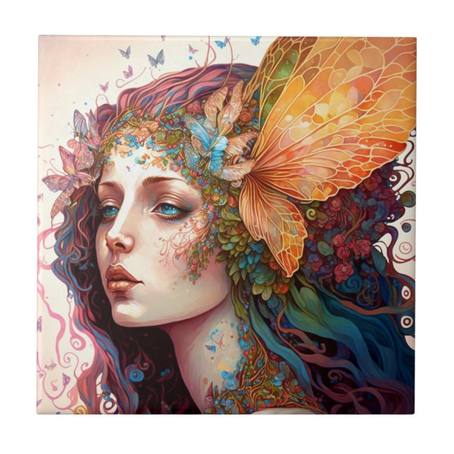 Rainbow Goddess Fantasy Art Kakelplatta (Framsidan)