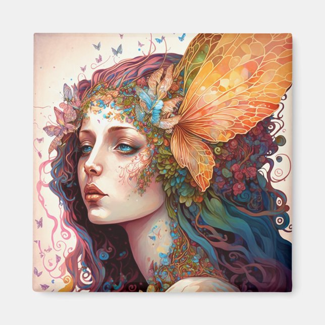 Rainbow Goddess Fantasy Art Magnet (Framsidan)