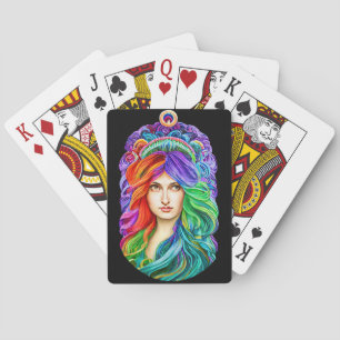 Rainbow Goddess Queen Fantasy art Casinokort