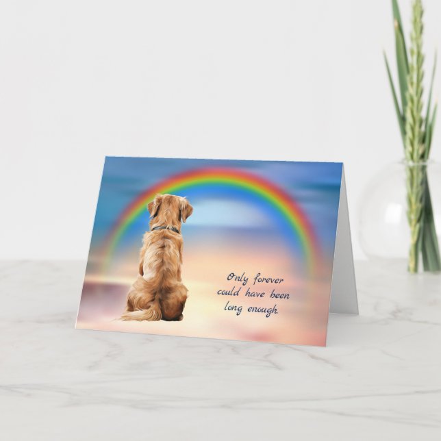 Rainbow Golden Retriever Loss Sympathy Card Helgkort (Framsida)