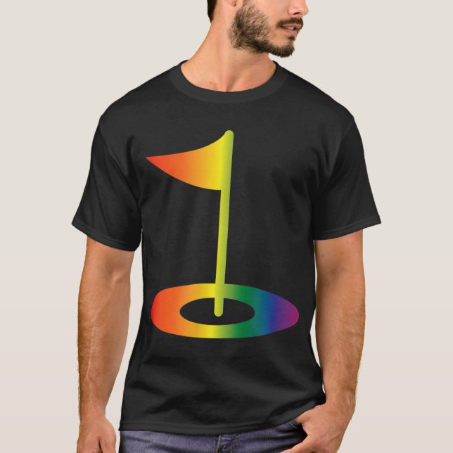 Rainbow Golf Flagga Funny Golfing Pride Rainbow Go T Shirt (Framsida)