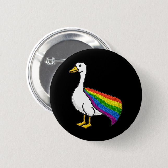 Rainbow Goose LGBTQ Pride Gay Transgender LGBTQ+ Knapp (Framsida & baksida)