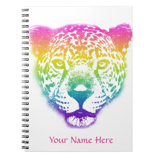 Rainbow Gradient Cheetah Ansikte Personlig Anteckningsbok (Framsidan)