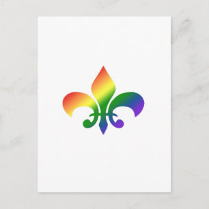 Rainbow Gradient Fleur de Lis Vykort