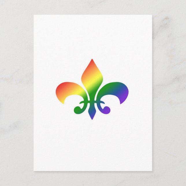 Rainbow Gradient Fleur de Lis Vykort (Framsida)