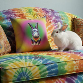 Rainbow Gradient Rabbit Bunny Colorful Kudde