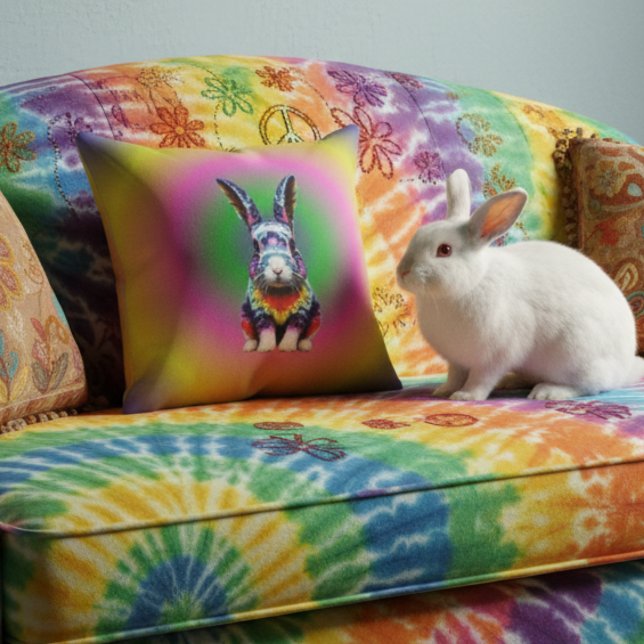 Rainbow Gradient Rabbit Bunny Colorful Kudde (Skapare uppladdad)