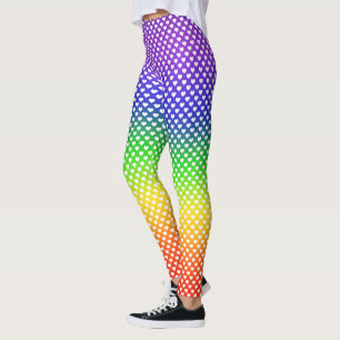 Rainbow Gradient White Heart Mönster Leggings