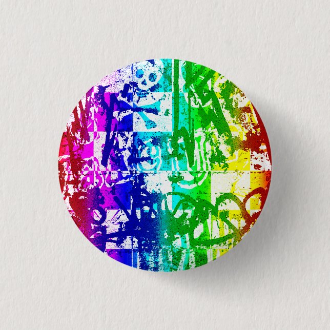 Rainbow Graffiti Button Knapp (Framsida)