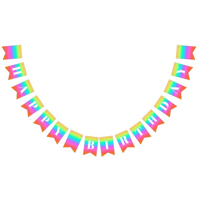 Rainbow Grattis på födelsedagen Bunting Flagga Ban (Alla)