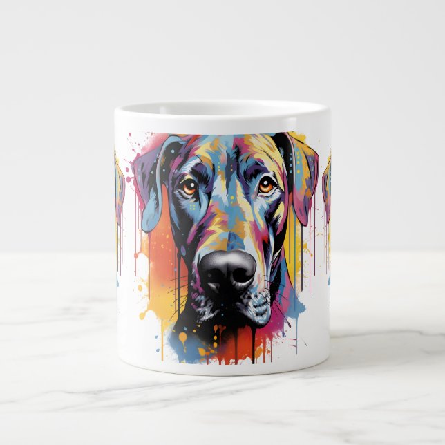 Rainbow Great dane Watercolor Jumbo Mugg (Framsidan)