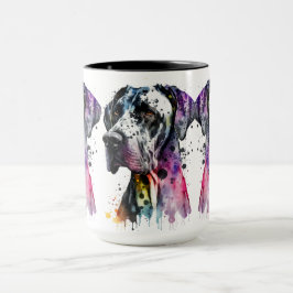 Rainbow Great dane Watercolor Mugg