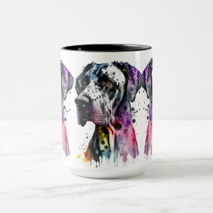 Rainbow Great dane Watercolor Mugg