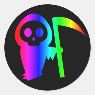 Rainbow Grim Reaper Tre-dekal Runt Klistermärke
