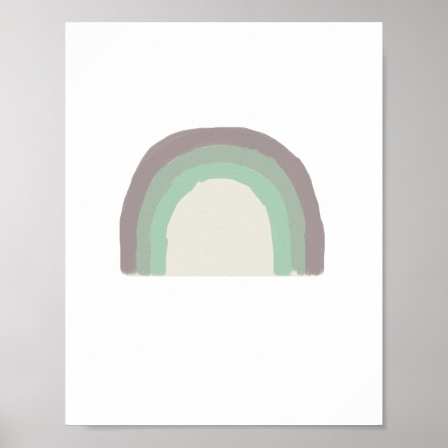 Rainbow Grönt Ombre Painting Nursery Art Poster (Framsidan)