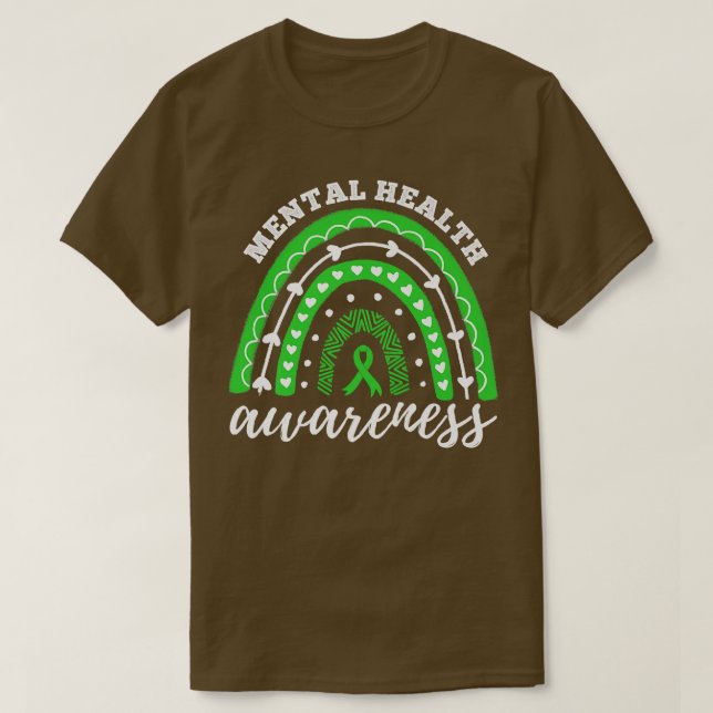 Rainbow Grönt Ribbon Mental Health Awareness6108 T Shirt (Design framsida)