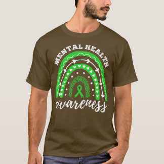 Rainbow Grönt Ribbon Mental Health Awareness6108 T Shirt