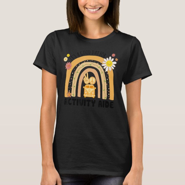 Rainbow Groovy Peace Activity Aide Vintage T Shirt (Framsida)