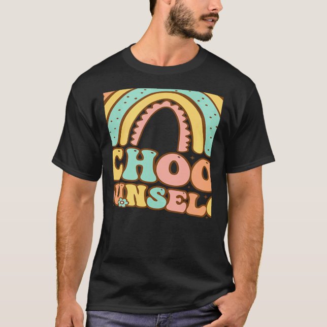 Rainbow Groovy School Counselor Guidance Teacher S T Shirt (Framsida)