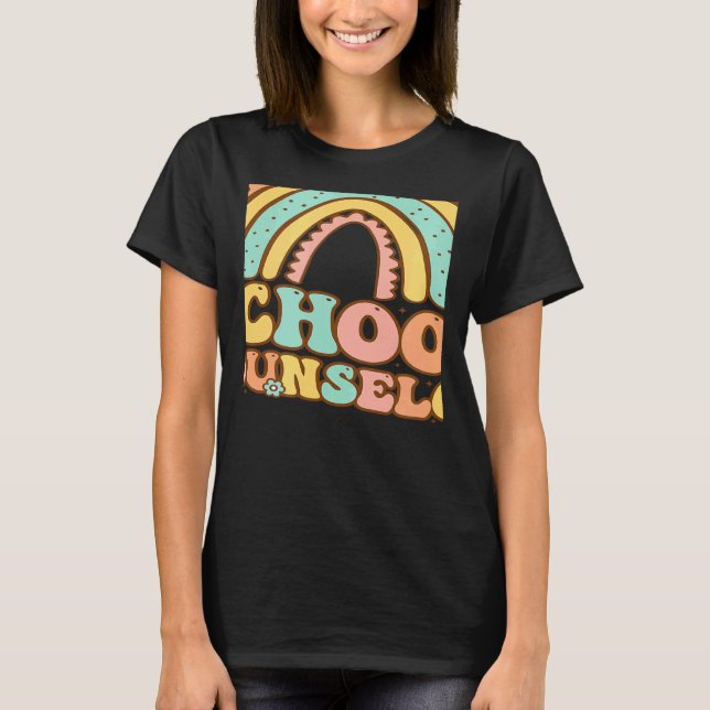 Rainbow Groovy School Counselor Guidance Teacher S T Shirt (Framsida)