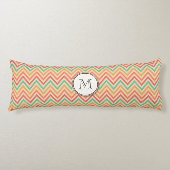 Rainbow Grunge Zigzag Chevron Rand Kroppskudde (Framsidan)