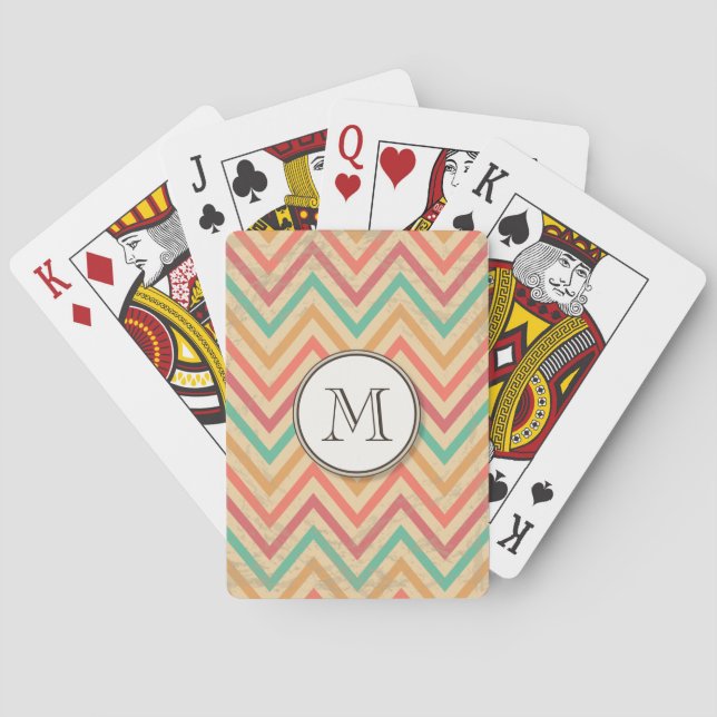 Rainbow Grunge Zigzag Chevron Rand Spel Kort (Baksidan)