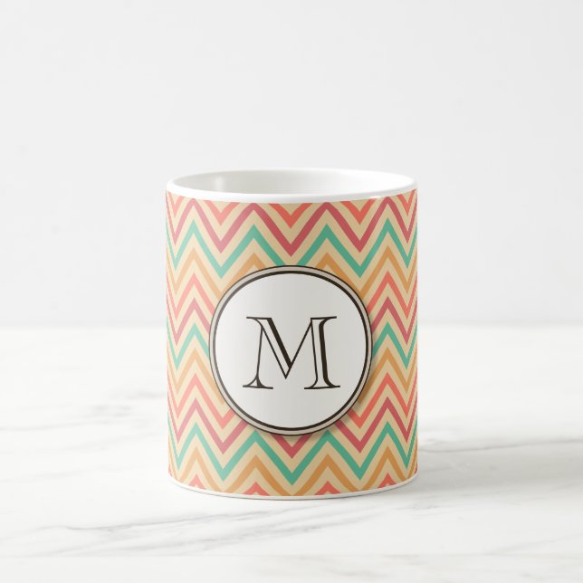 Rainbow Grunge Zigzag Chevrons Kaffemugg (Center)