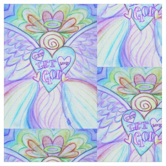 Rainbow Guardian Angel Art Fabric Material Tyg (Närbild)