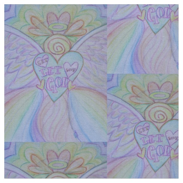 Rainbow Guardian Angel Art Fabric Material Tyg (Närbild)