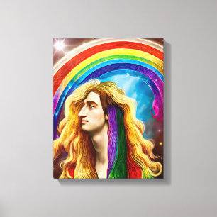 Rainbow Gudom man of All kärlek Fantasy Art Canvastryck