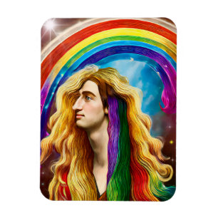 Rainbow Gudom man of All kärlek Fantasy Art Magnet