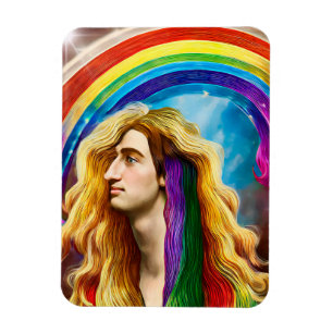 Rainbow Gudom man of All kärlek Fantasy Art Magnet