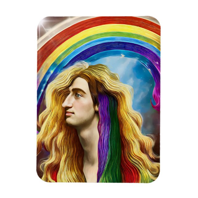 Rainbow Gudom man of All kärlek Fantasy Art Magnet (Vertikal)