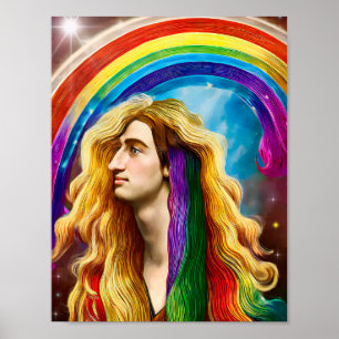 Rainbow Gudom man of All kärlek Fantasy Art Poster