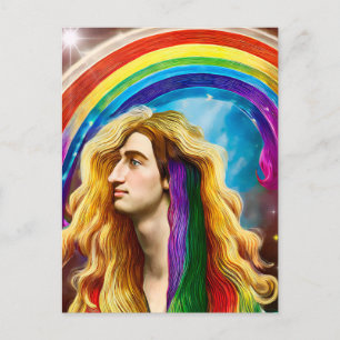 Rainbow Gudom man of All kärlek Fantasy Art Vykort
