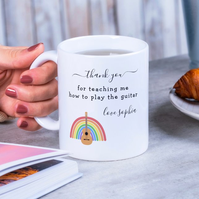 Rainbow Guitar Music Teacher Apprecision Gift Kaffemugg (Skapare uppladdad)