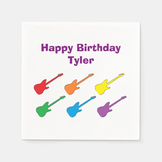 Rainbow Guitar Papper Napkins Pappersservett (Framsidan)