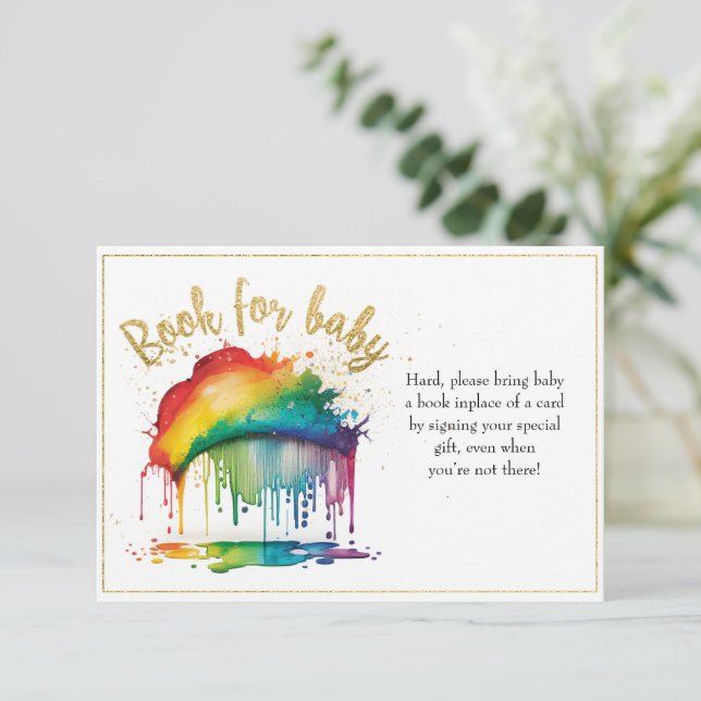 Rainbow Guld Baby Shower Bokar för Baby-kort Inbjudningar (Stående Fram)